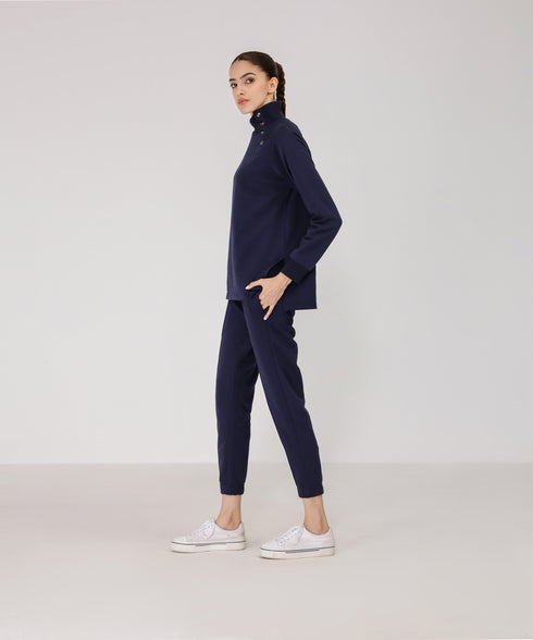 Women's Snap Button Mock Neck